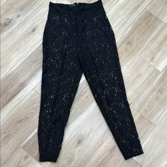 Vintage Vivienne Tam Black Lace Ankle Cropped Pants - Picture 1 of 9